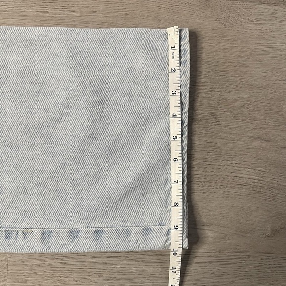 Free People We The Free Wide Leg Light Wash Blue Jeans Sz 31 Denim Buckle Back - Picture 10 of 12